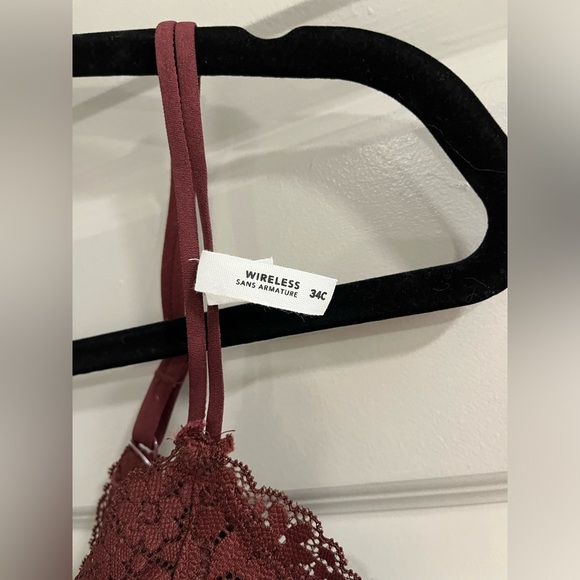 Nwt Aerie Real Happy  Women's Black CANDY Lace WIRELESS  Bra Size 34C - Picture 6 of 6